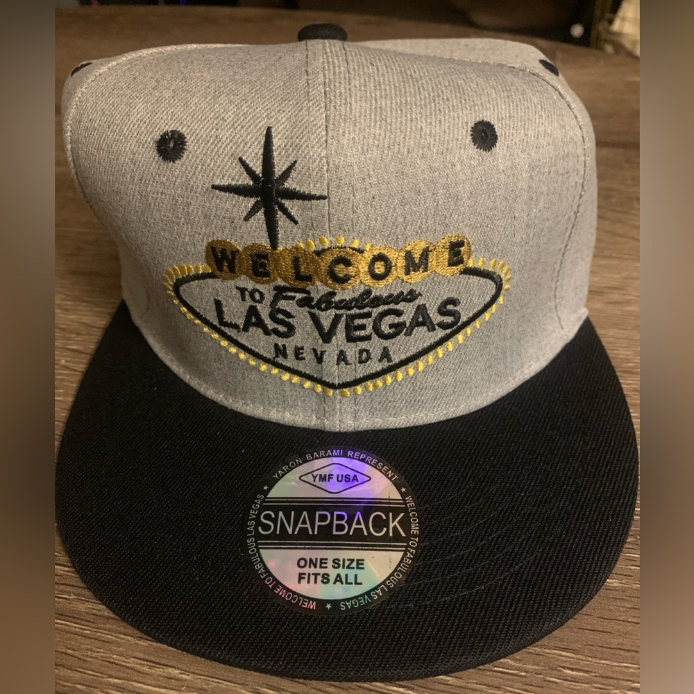 Gray and Black Las Vegas Snapback Hat